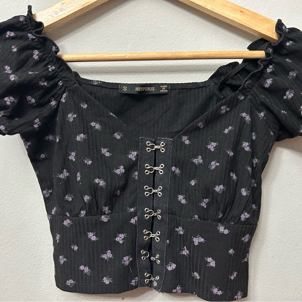 Black Floral Women's Top